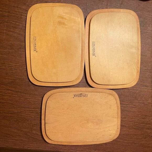 3 Longaberger Wooden Recipe Basket Lids - Picture 2 of 3